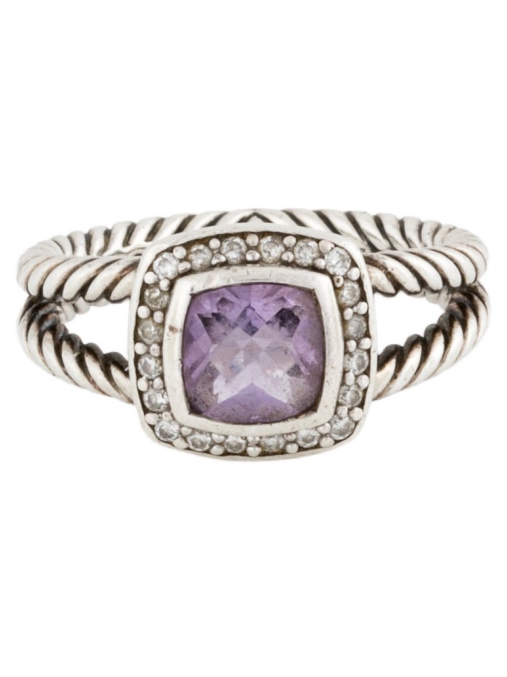 David yurman Sterling Silver Purple Gemstone Halo Rope Band Ring